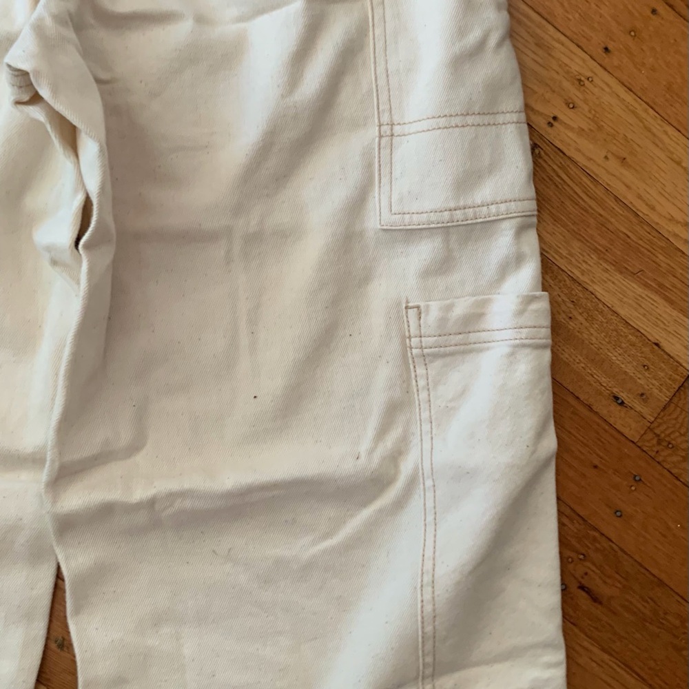 Aerie Wide Leg Drawstring Cargo Pants in Off-White - Picture 3 of 4